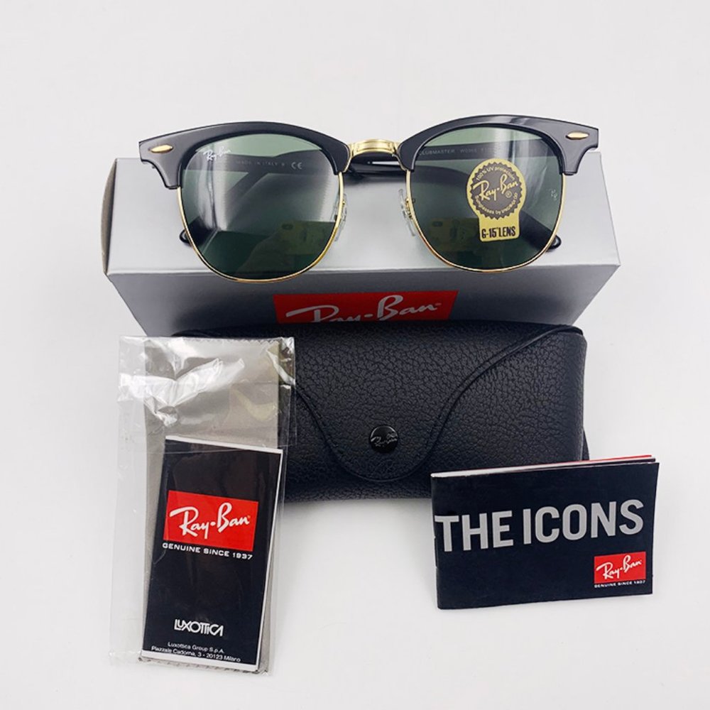 Ray-Ban 3016 Sunglasses Green Lenses Black Frame Classic RayBan Sunglasses